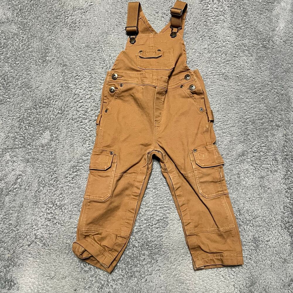 Duluth Trading Kids Fire Hose Bib Overalls Boys Size 3T Brown Duluthflex